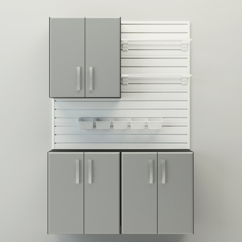 Flow Wall 4 Piece Deluxe Workstation, White/Silver