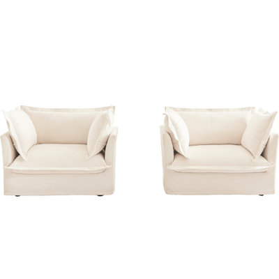 2 Seat Armchairs In Cream Chenille - Superior Resilience & Comfort With Supportive Back Relaxing Experience