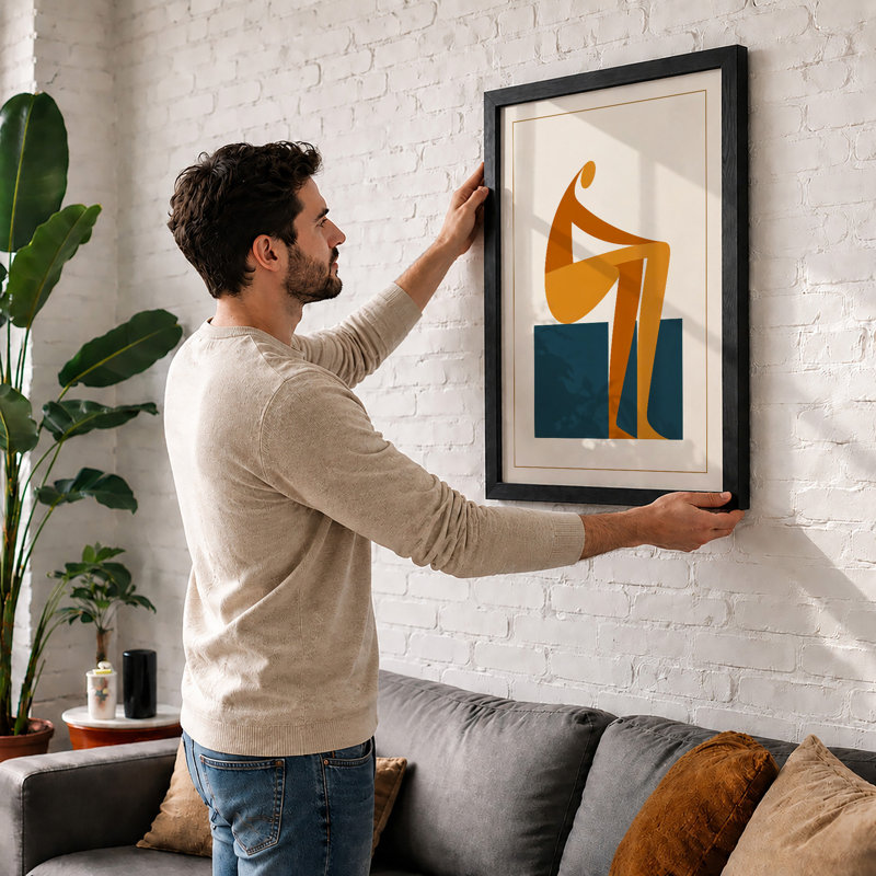 Contemplative Figure Minimalist - Print, A1 - 84.1 x 59.4 cm, Oak