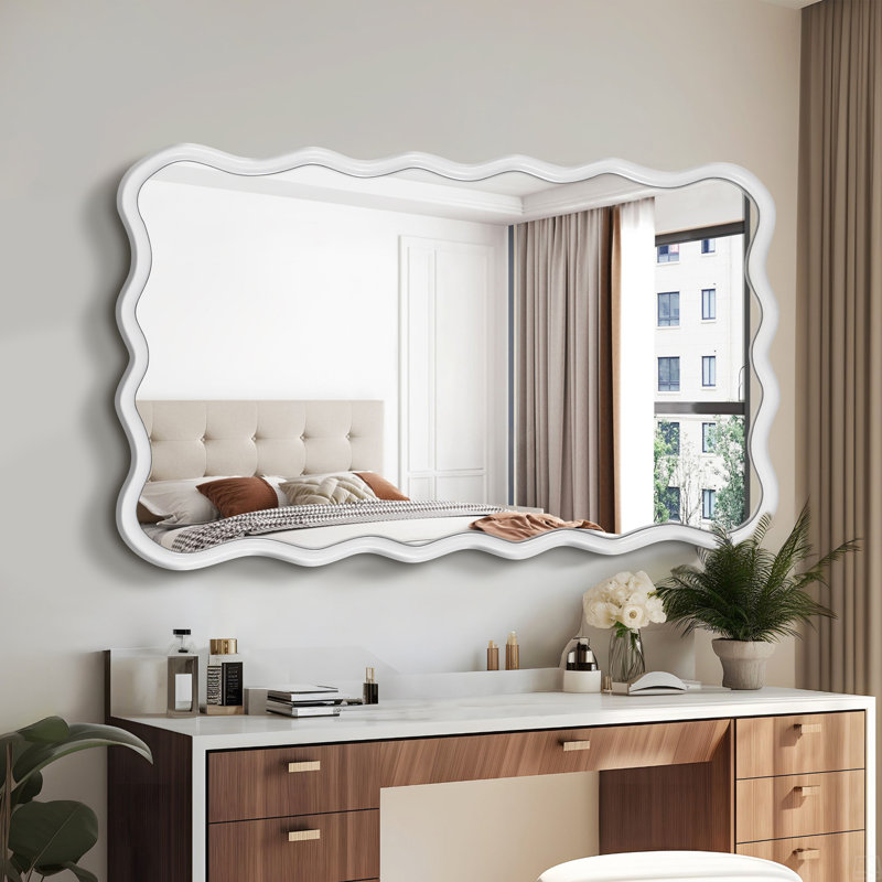 Décoration murale rectangulaire en bois massif, Blanc