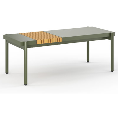 All-Weather Metal Patio Coffee Table – Durable, Spacious, Wood-Look Slatted Top