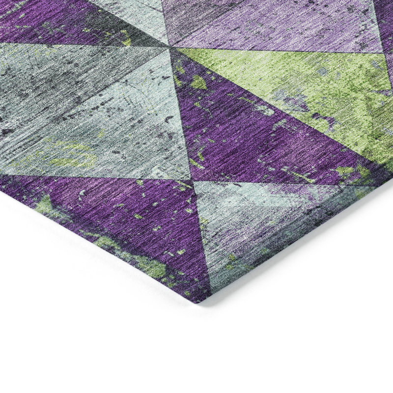 Machine Washable Indoor/Outdoor Cinead ACN1721 Purple Rug, Round 8'