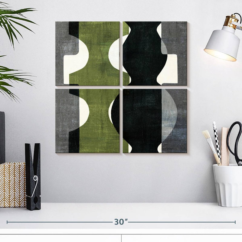 Déco géométrique Avery avec vert, H 18 po x l 18 po