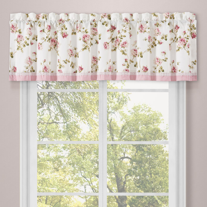 Cantonnière droite 72 po Rosemary, Blanc / rose / sauge