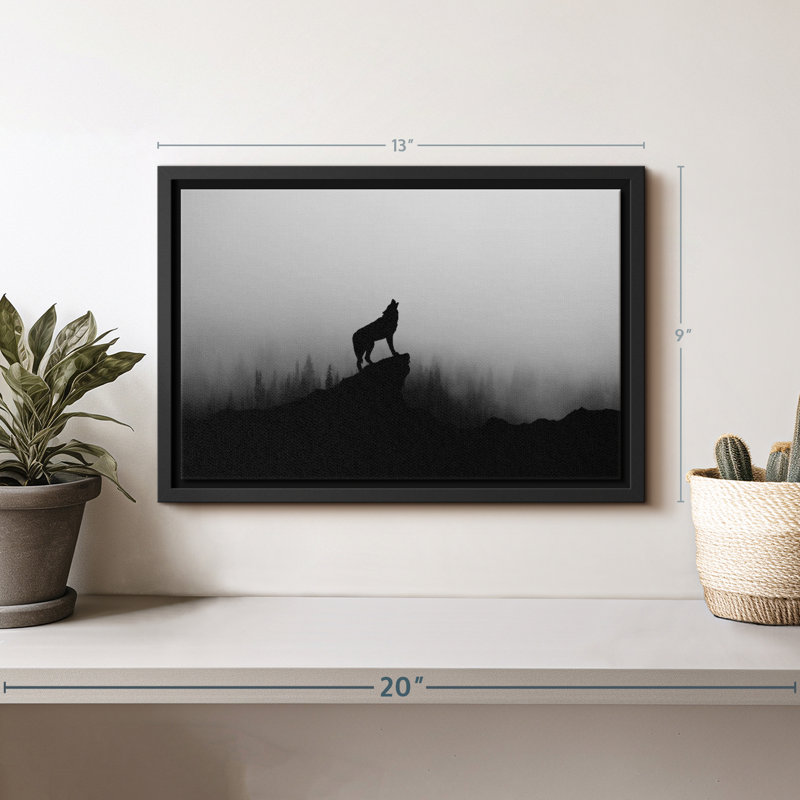 Animal "Art mural silhouette de loup", H 9 po x l 13 po