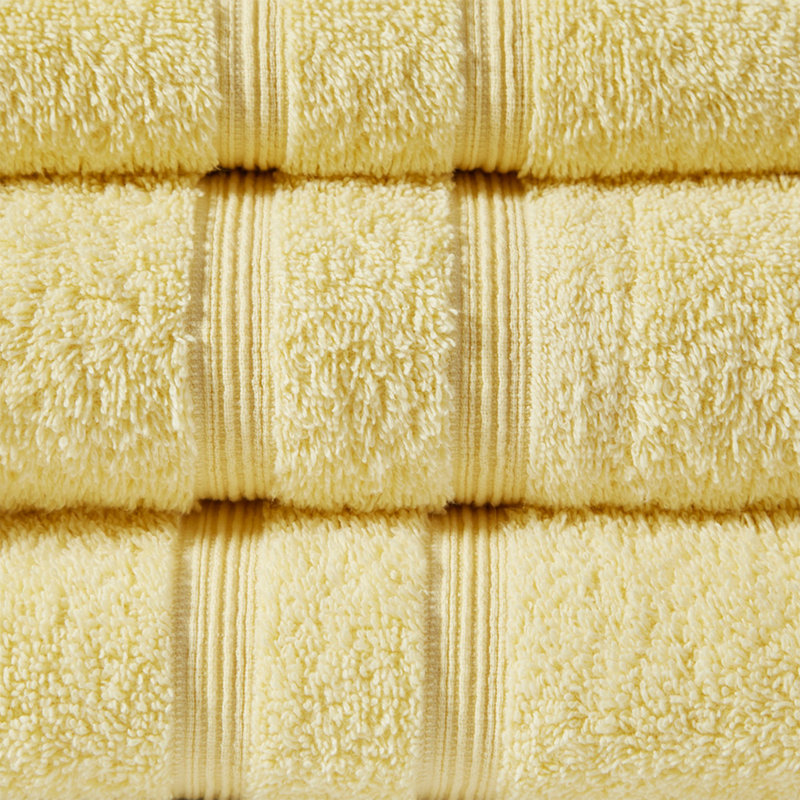 Ensemble de 6 pièces de serviettes 100% coton turc doux et absorbant, Jaune