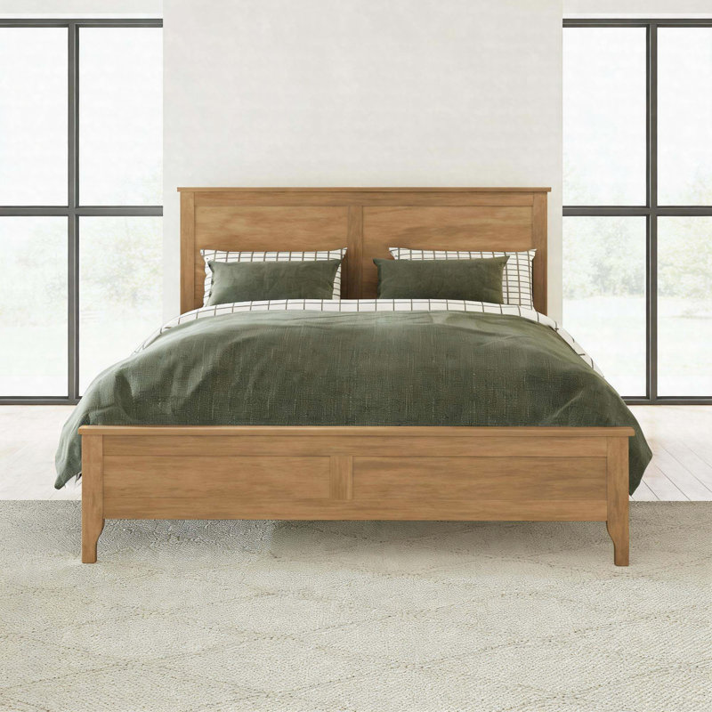Modern Solid Wood Full-Size Platform Bed With Slatted Headboard, Sturdy Wooden Slats & Durable Pine Construction, Full