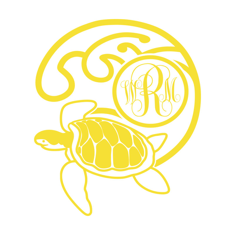 Décalcomanie murale chambre monogramme tortue, Jaune, Oui