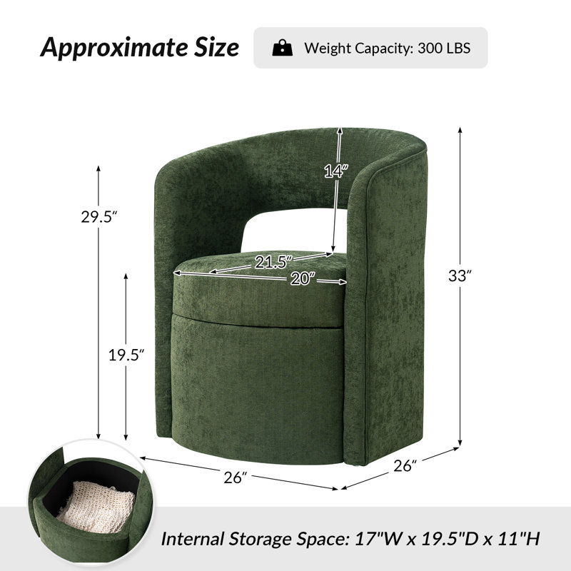 Chaise de salle à manger moderne avec rangement de 25,5 po Aadhira, Forest