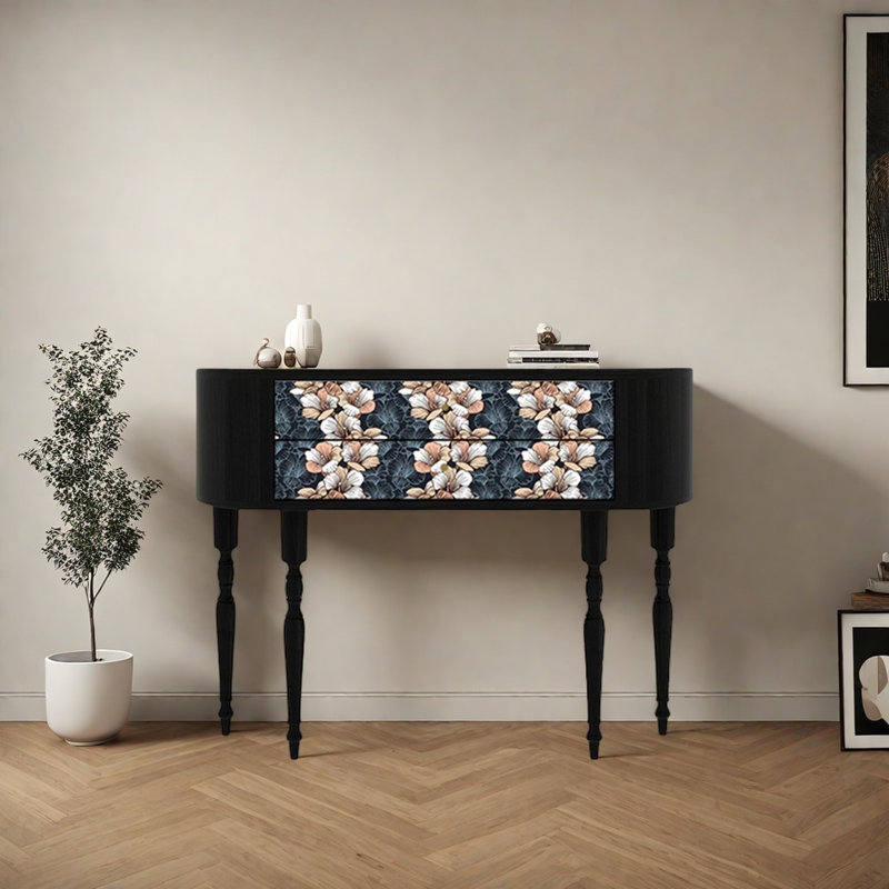 Console rétro avec 2 tiroirs, H 35,43 po x l 47,24 po x P 11,81 po
