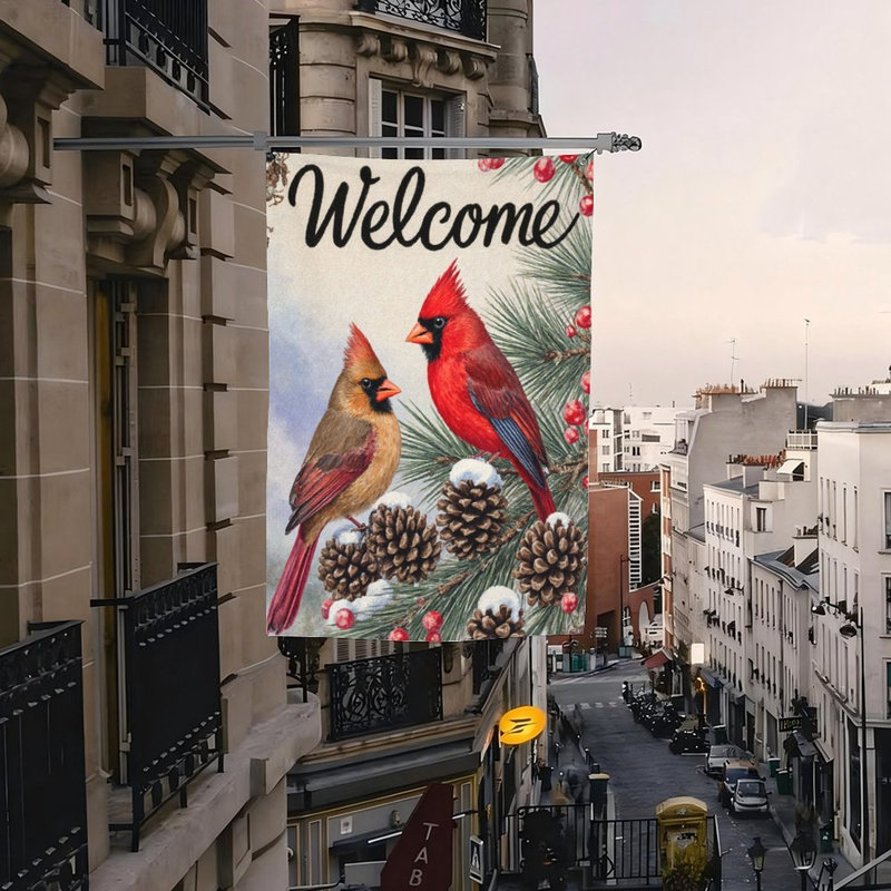 Drapeau de pin Winter Cardinals, 35 x 24 po, pour la décoration intérieure