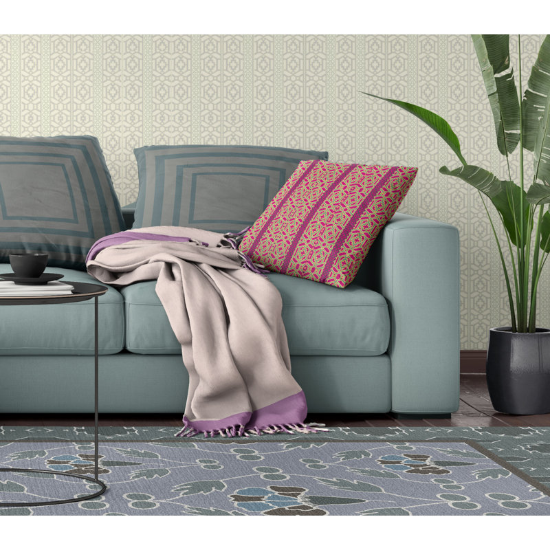  Housse de coussin carré et insert, H 26 po x l 26 po, Fermeture éclair, Rose / Vert