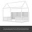 Lit simple avec lumière DEL, lit maison en bois avec bibliothèque de rangement, lit maison au sol avec garde-corps-174758032