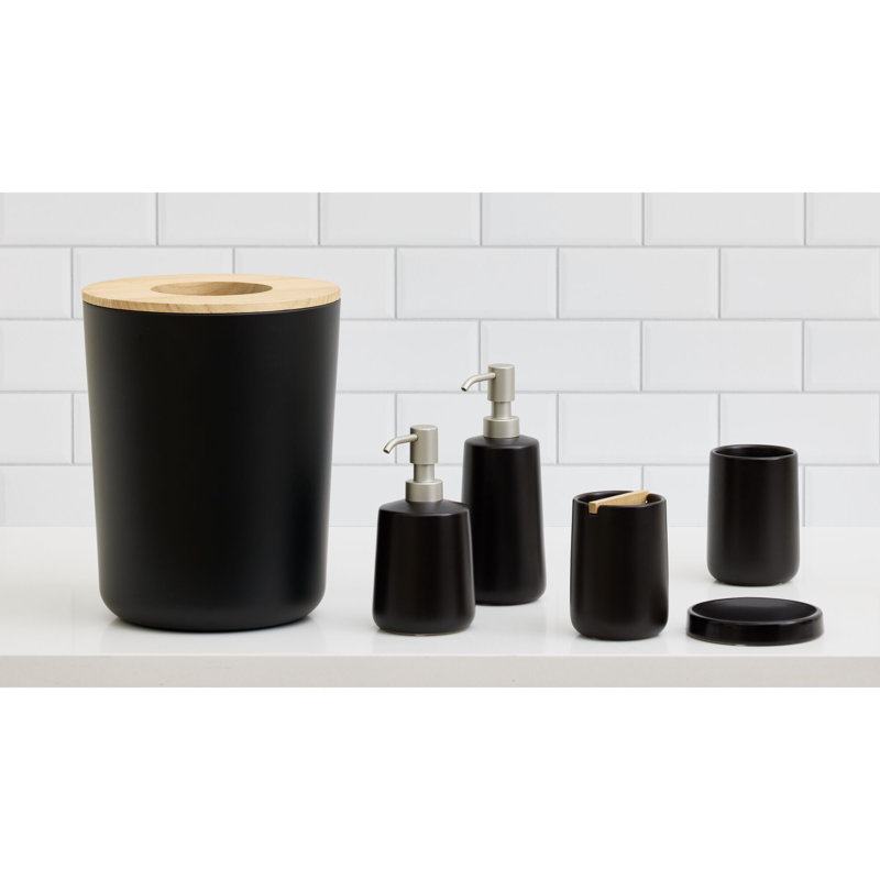 Matte Black Ceramic Round Soap Dish with Non-Skid Feet