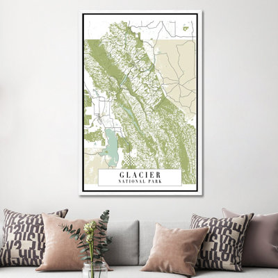Glacier National Park Retro Street Map by Typologie Paper Co - Gallery-Wrapped Canvas Giclée on Canvas