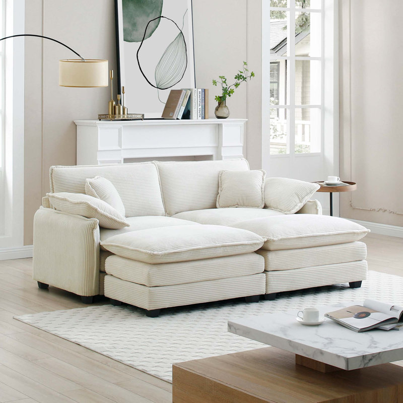 Canapé de cinéma deux places avec repose-pieds, Beige