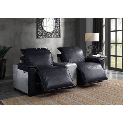 Fauteuil inclinable électrique Misezon en cuir fleur et aluminium (assemblé)