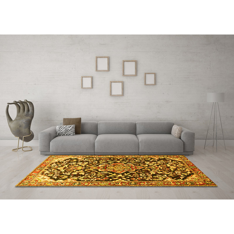Washable Floral Indoor Rug, Round 5'