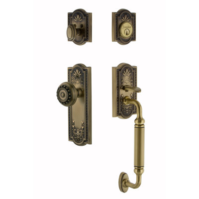 Parthenon Handleset with Single Cylinder Deadbolt and Door Knob and Rosette
