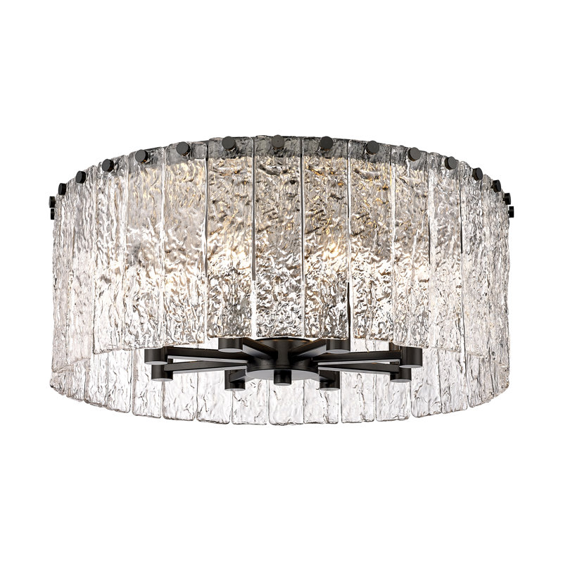 Raeeyan Glass Flush Mount, Matte Black
