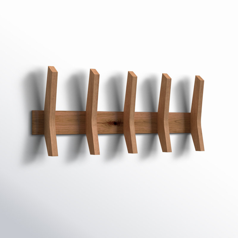 Sifford Solid Wood Wall 5 - Hook Wall Mounted Coat Rack, Walnut
