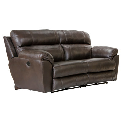 Alonii 90.5" Italian Leather Pillow Top Arm Reclining Sofa