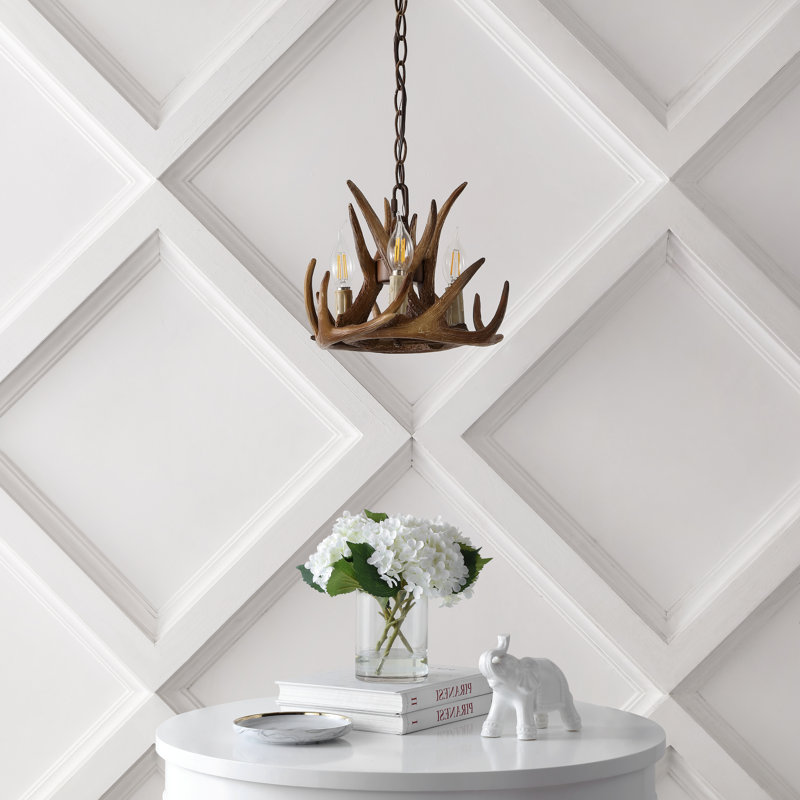 Lustre en bois à 3 lumières Rohrbach, Brun, H 8,5 po x l 11,5 po x P 11,5 po