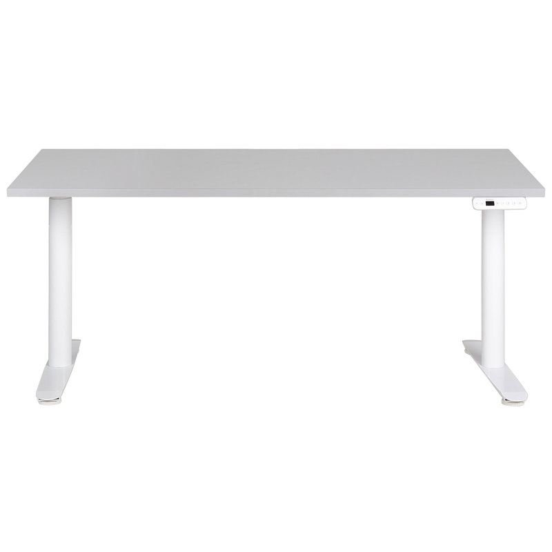 Garrey Adjustable Metal Base Standing Desk, White, Grey, 132cm H x 160cm W x 72cm D