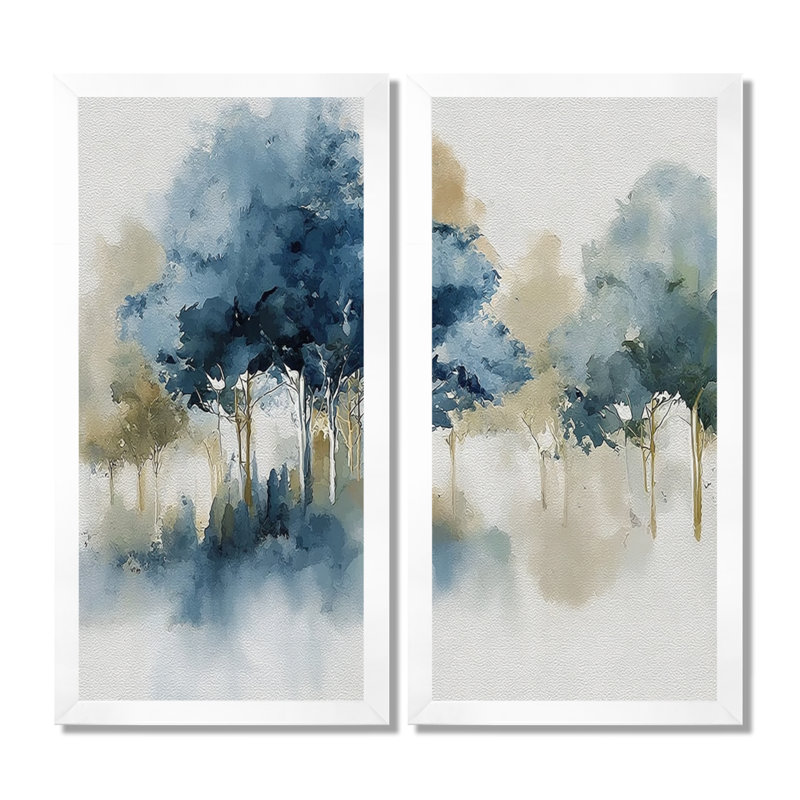Bleu et gris, istanbul campagne, impression d'art sur toile campagne bleue, 2 pièces, H 32 po x l 32 po, Blanc