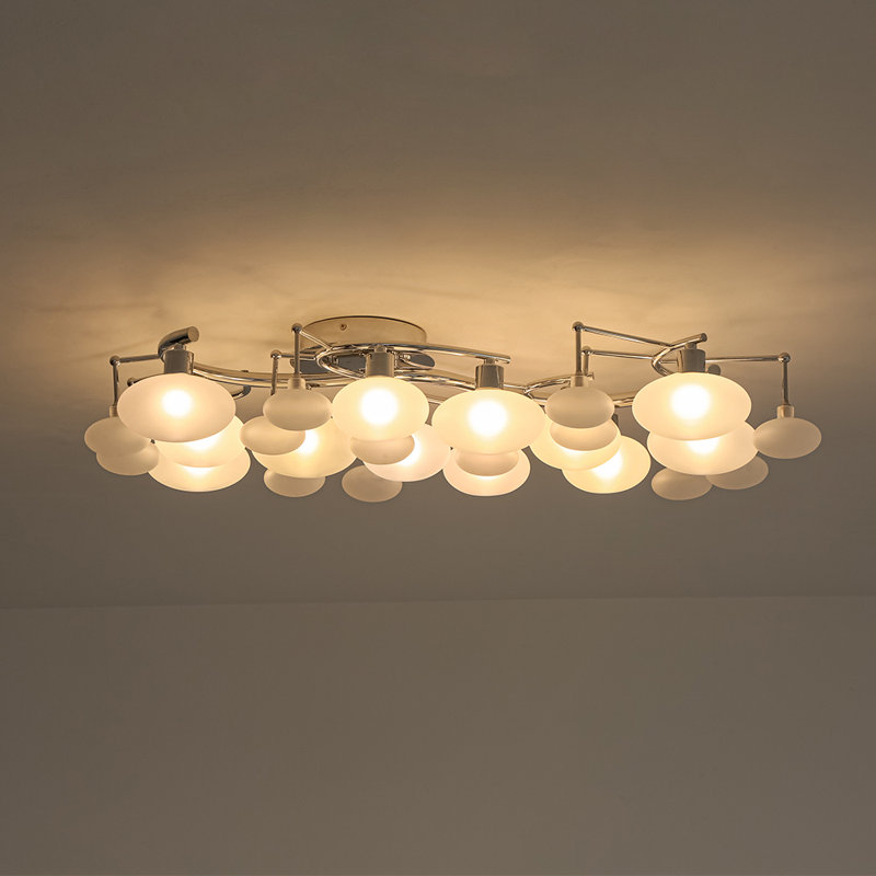 Plafonnier semi-encastré 12 lumières, Nickel