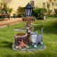 Statue de chat solaire en résine avec jardin, ferme rustique décor de patio de jardin