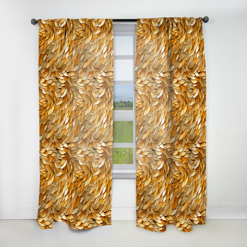 Gold Fish Scales - Abstract Marble Curtain - Velvet Room Darkening - 1 Panel, 52" W x 108" L