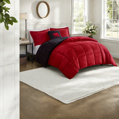 Comfortable Plush To Sherpa Bedding Set, Polyester, Cabin Style, Home Use
