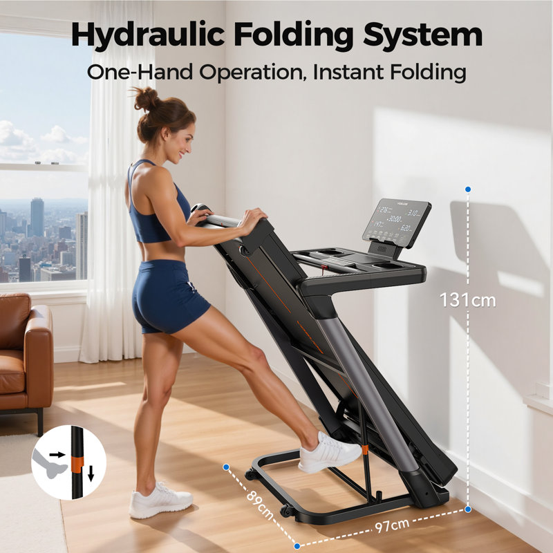 Tapis de course pliable FED Fitness Yosuda Series TM2, capacité de 181 kg, inclinaison de 0 à 18 %, moteur silencieux sans balais