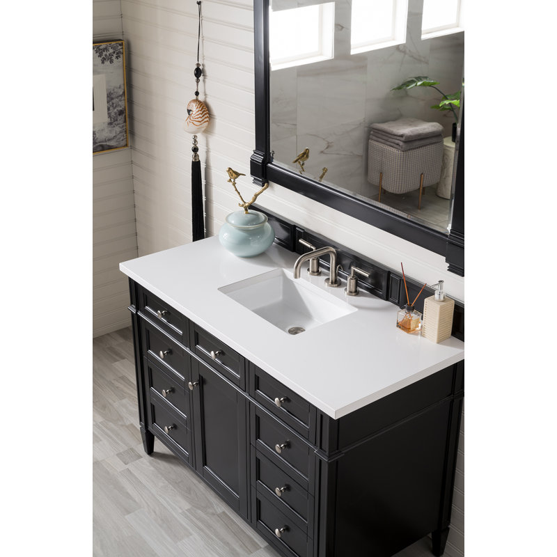 Brittany 48'' W Single Vanity, Black Onyx, White Zeus, 8" Widespread