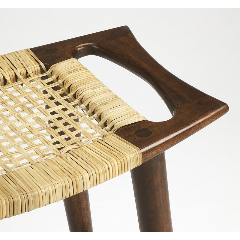 Solid Wood Accent Stool, Dark Brown