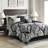 Queen Size 7 Piece Comforter - Black. Cotton Printed Elegant Pattern. Filling. 2 Shams, 3 Pillows, 1 Comforter, . . Machine Washable Option Pieces, Queen, . Fill. Decorative Easy Care Bedding-124755072-124755073