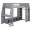 Lit mezzanine en bois avec bureau, étagères à rangement multiples, DEL et portemanteau suspendu