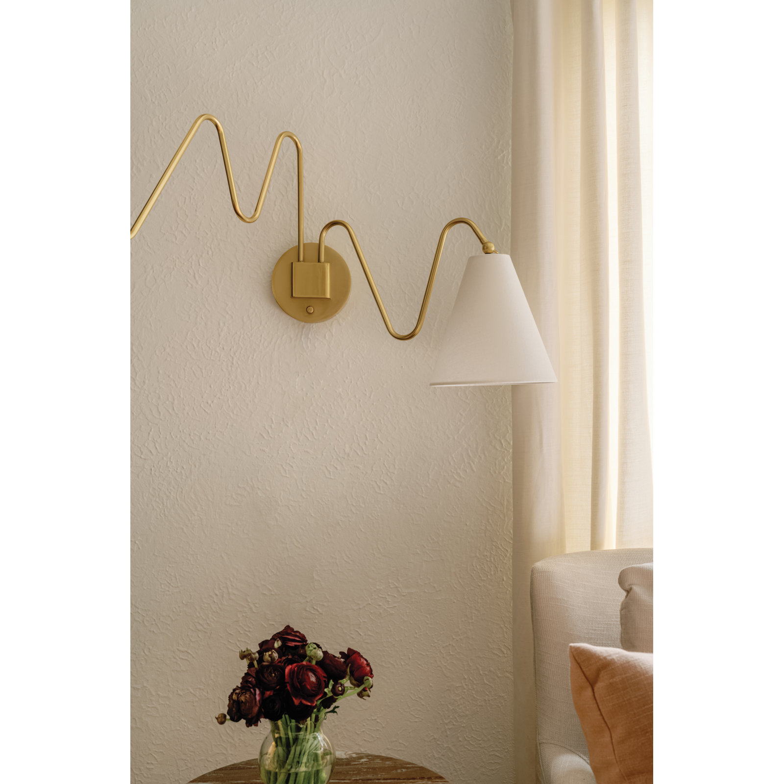 2-Light Swing Arm Sconce, Aged Brass