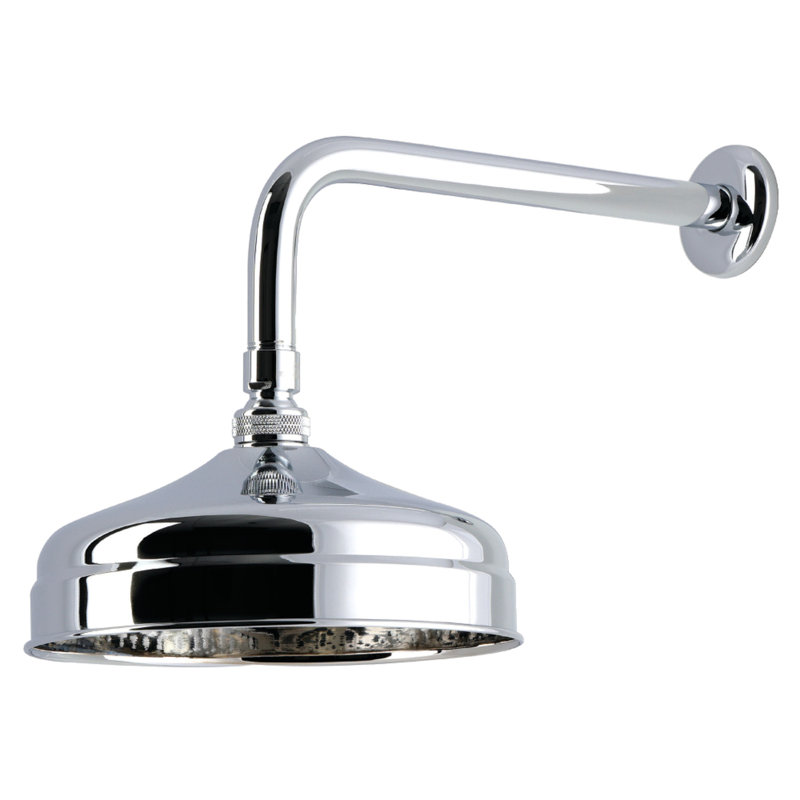 Kingston Brass Trimscape 8-Inch Round Raindrop Brass Shower Head with 12-Inch Shower Arm, Polished Chrome