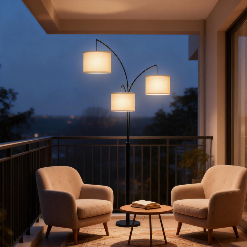 Tripod Floor Lamp With Shelf, Standing Light Reading Lamp With Large Lampshade, Foot Switch