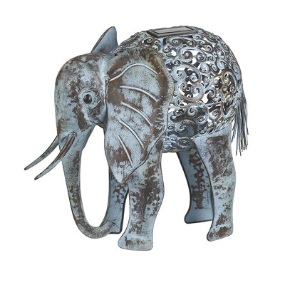 Halter Elephant Weather Resistant Metal Garden Statue