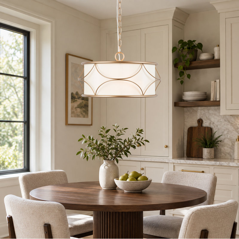 3 - Light Dimmable Drum Chandelier