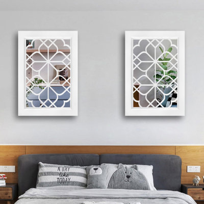 Ensemble de 2 miroirs muraux rectangulaires, magnifique miroir d'appoint rustique de style campagnard, miroir d'entrée de couleur blanche pour la rénovation de la salle de bain, des chambres à coucher, des salons et plus encore (11 po x 15 po)