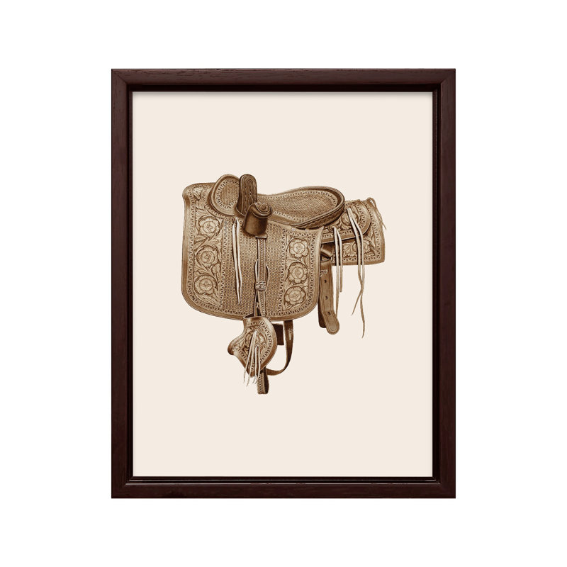 Selle de cheval No2, Canevas, H 11 po x l 14 po, Encadrement brun