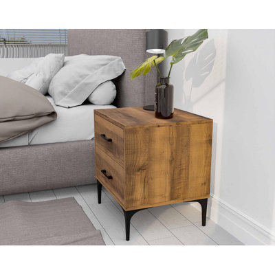 Élégante table de chevet avec plusieurs tablettes, brun, 20,5 po x 21,7 po x 17,7 po | Panneau de particules 100% mélaminé | Fixation murale, parfaite pour le rangement et l'organisation de la chambre à coucher, conception élégante avec pieds robus