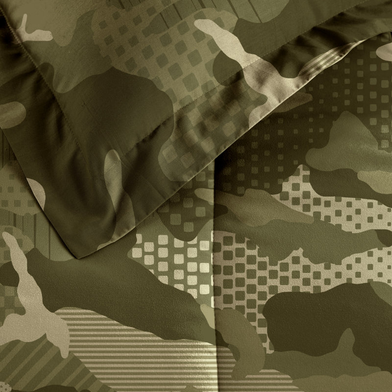 Twin Blue Camouflage Cotton-Polyester Bed in a Bag Set