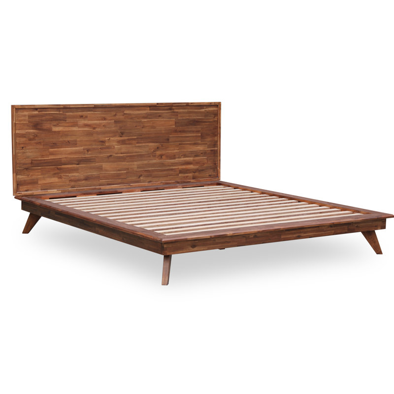 Lit plateforme en bois massif Catrice, Noyer, Grand