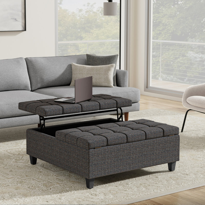 Table basse avec repose-pieds Harrison, Ébène, H 16,5 po x L 40 po x l 40 po