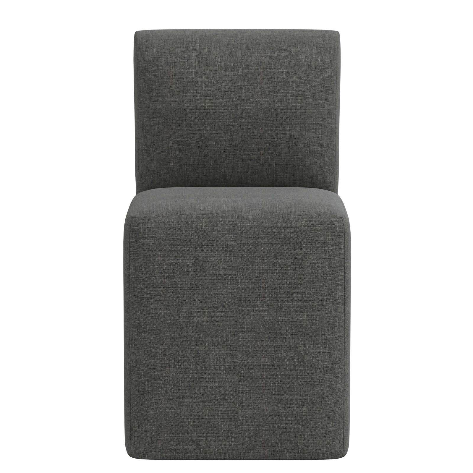 Mendy Upholstered Parsons Chair, Zuma Charcoal Textured Linen